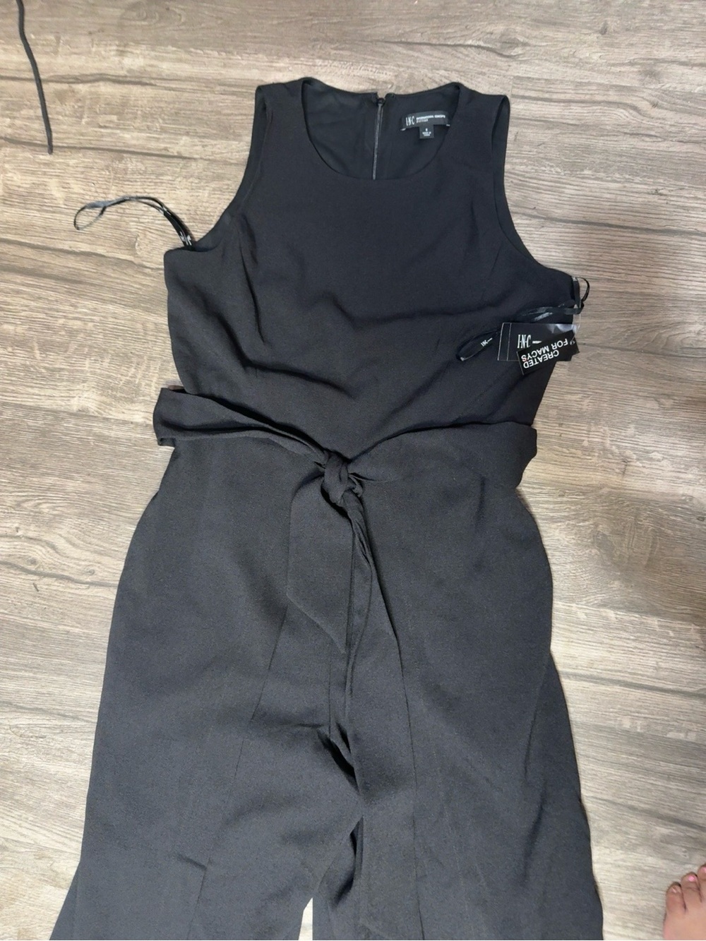 INC International Concepts Black Sleeveless Wide-Leg Jumpsuit with Front Slits - Picture 3 of 11